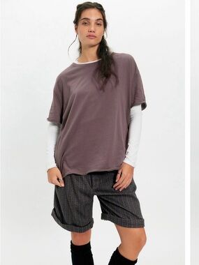 Free People We The Free Nina Tee in BURGANDY/MAROON nwt, sz M